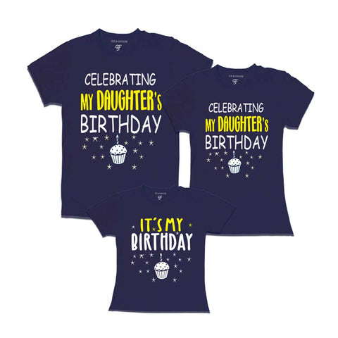 Celebrating My Daughter's Birthday T-shirts With Family in Navy Color available @ gfashion.jpg