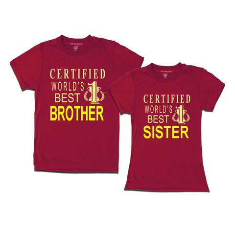 Certified World's Best Brother-Sister T-shirts Maroon Color available @ gfashion.jpg