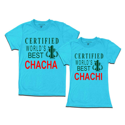 Certified World's Best Chacha Chachi T-shirts-Sky Blue-gfashion