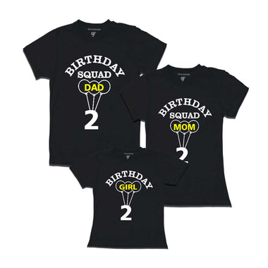 Squad Dad, Mom, Girl 2nd Birthday T-shirts-Black-gfashion