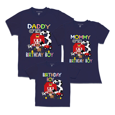 Farm House Theme Birthday T-shirts for Dad Mom and Son