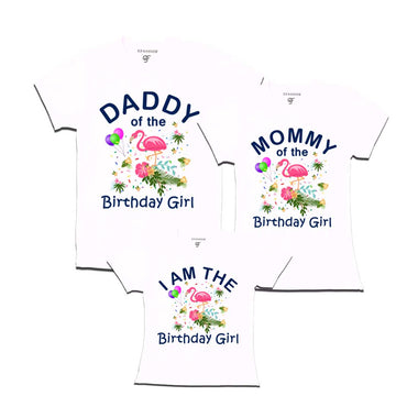 Flamingo Theme Birthday T-shirts for Dad Mom and Daughter