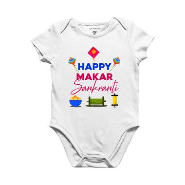 Happy Makar Sankranti-Baby Onesie in White Color avilable @ gfashion.jpg