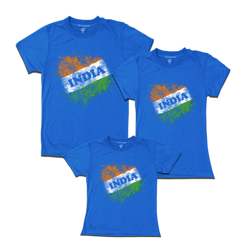 India Tiranga Dad, Mom and Daughter T-shirts in Blue color available @ gfashion.jpg