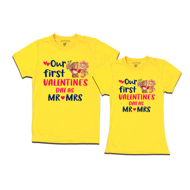 Our First Valentine's Day as Mr and Mrs T-shirts in Yellow Color available @ gfashion.jpg
