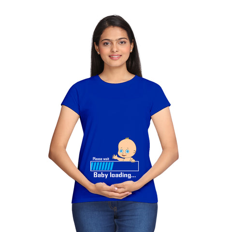 Please Wait Baby Loading Maternity T-shirts With Baby Print in Blue Color available @ gfashion.jpg