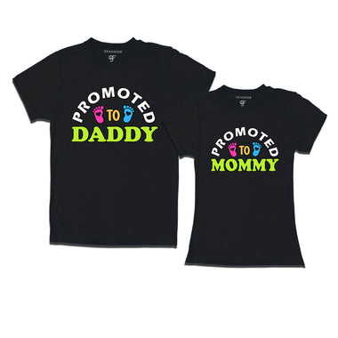 Promoted to Daddy-Promoted to mommy couple t shirts in Black Color avilable @ gfashion.jpg