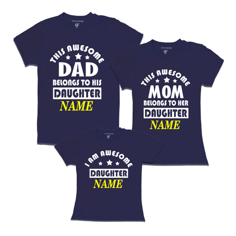 This awesome Dad and Mom Belongs to their Daughter T-shirts With Name in Navy Color available @ Gfashion.jpg