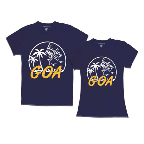 Vacation Mode On Goa couples T-shirts -navy-gfashion