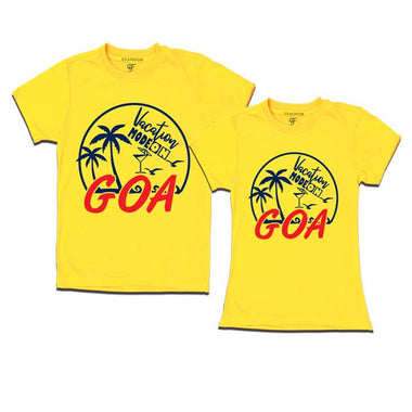 Vacation Mode On Goa couples T-shirts -yellow-gfashion
