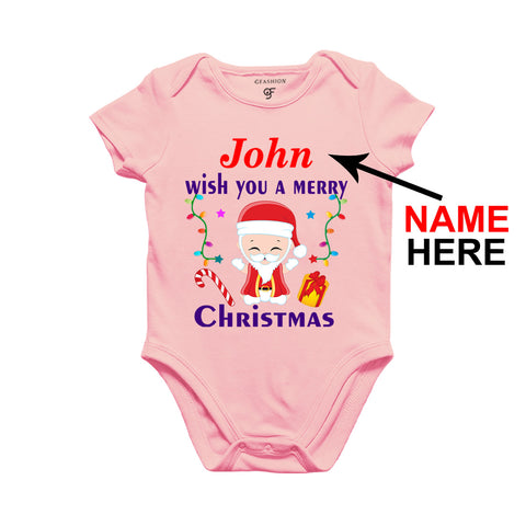 Wish You a Merry Christmas Onesie for Boy with name in Pink Color avilable @ gfashion.jpg