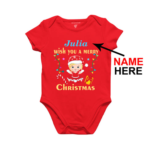 Wish You a Merry Christmas Onesie for Girl with name