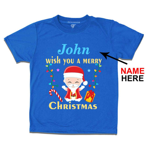 Wish You a Merry Christmas T-shirt for Boy with name in Blue Color avilable @ gfashion.jpg
