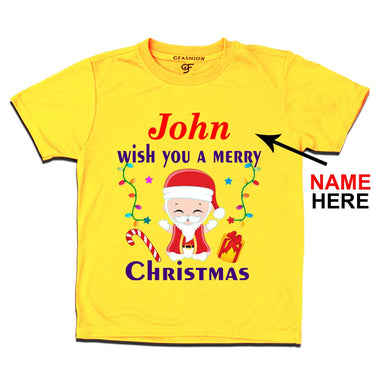 Wish You a Merry Christmas T-shirt for Boy with name in Yellow Color avilable @ gfashion.jpg