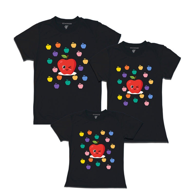 apple t shirts for Dad,mom and Daughter in Black Color available @ gfashion.jpg
