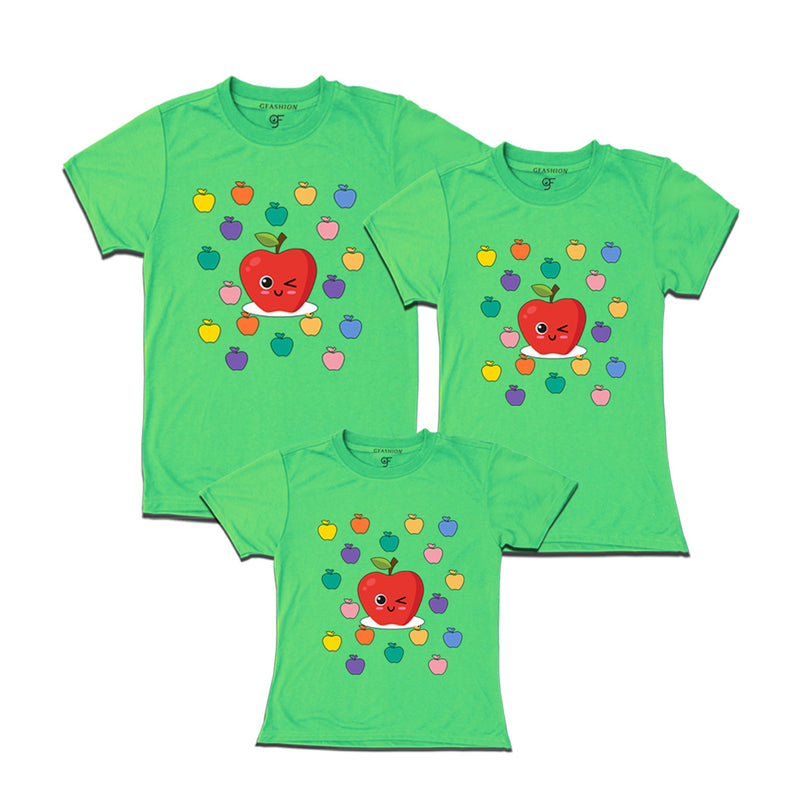 apple t shirts for Dad,mom and Daughter in Pista Green Color available @ gfashion.jpg