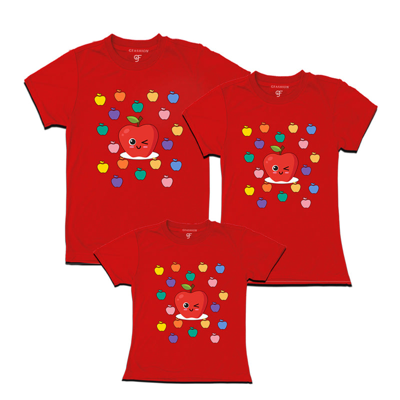 apple t shirts for Dad,mom and Daughter in Red Color available @ gfashion.jpg