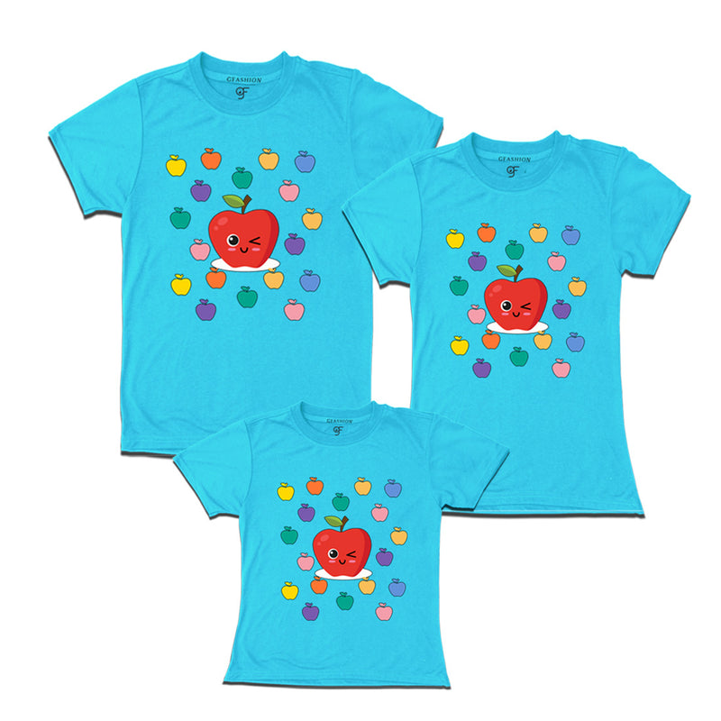 apple t shirts for Dad,mom and Daughter in Sky Blue Color available @ gfashion.jpg