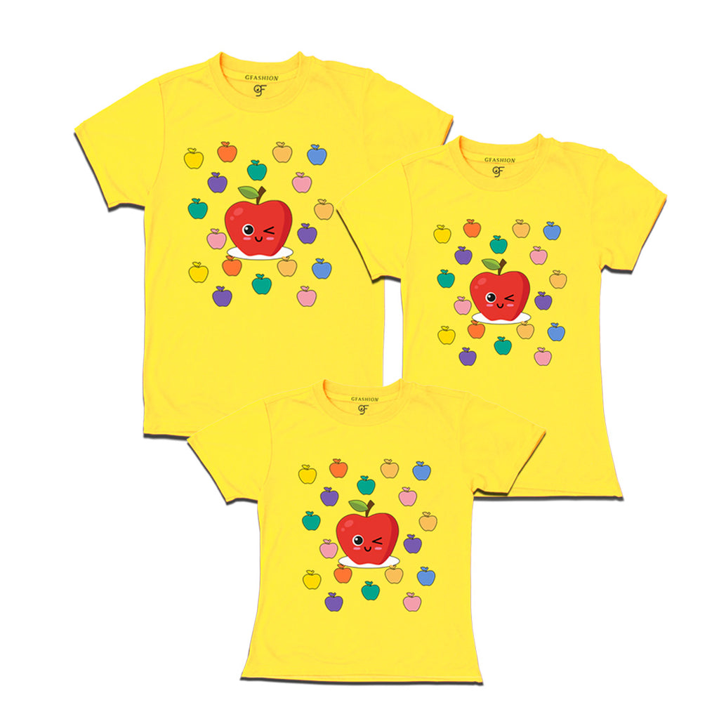 apple t shirts for Dad,mom and Daughter in Yellow Color available @ gfashion.jpg