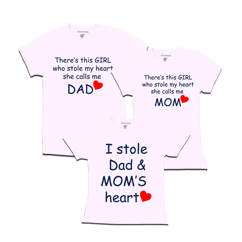 gfashion there's this girl who stole my heart she calls me dad family t-shirts-white