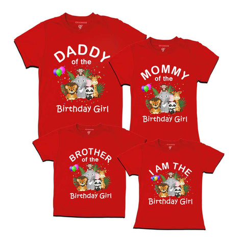 Jungle Theme Birthday Girl  T-shirts with family