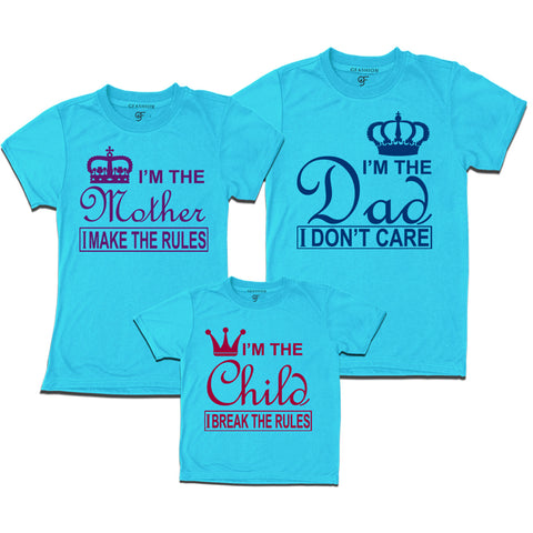 Mother rules tees dad mom and daughter