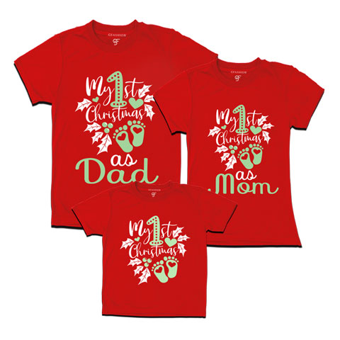 my first Christmas as a dad-mom-baby t shirts