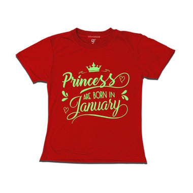Princess are Born in January t shirts