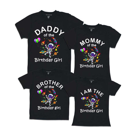 Birthday T-shirts for Girl With Family Space Theme