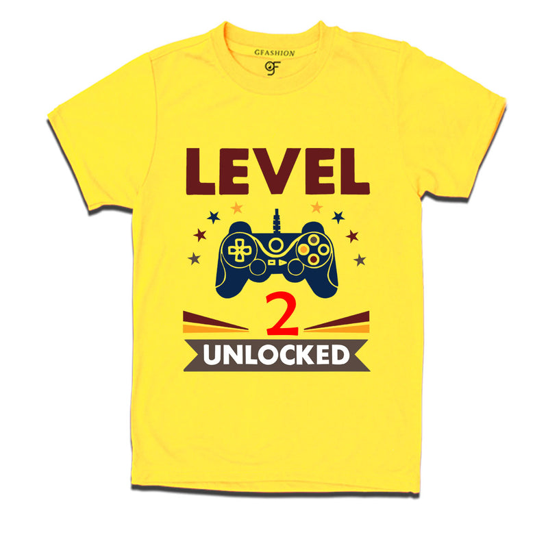 Level 2 Unlocked gamer t-shirts for 2 year old birthday