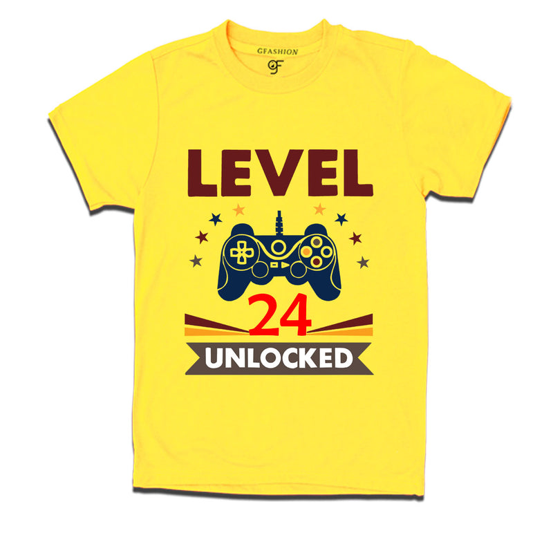 Level 24 Unlocked gamer t-shirts for 24 year old birthday