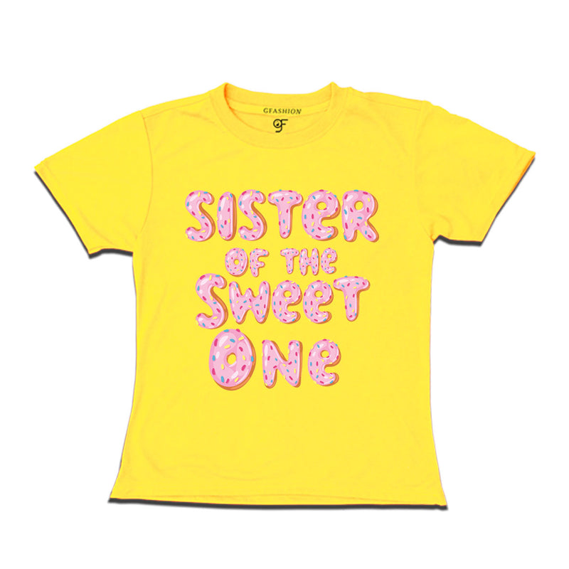 Sister of the sweet one Pink donut girls t shirts