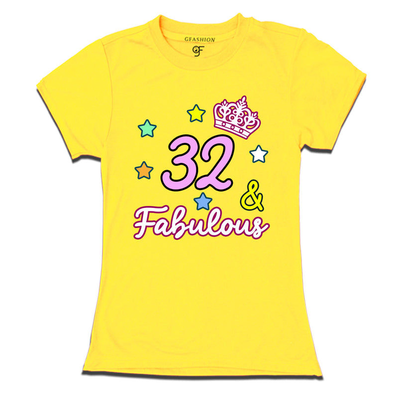 32 & Fabulous birthday women t shirts for 32nd birthday