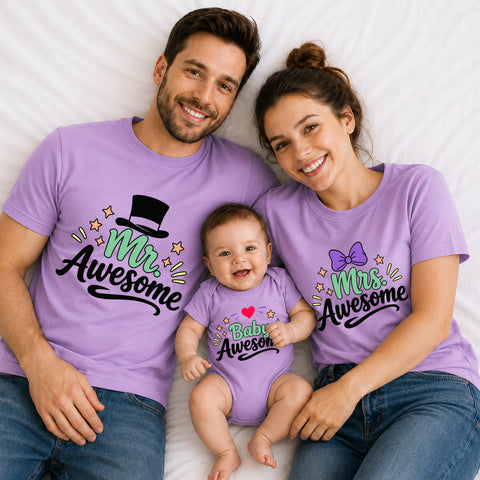 Mr Awesome Mrs Awesome Baby Awesome Family T-Shirts