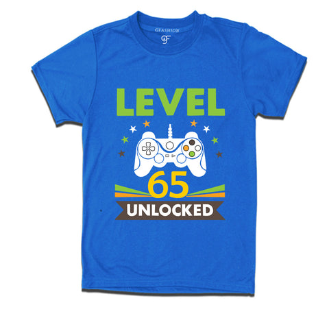 Level 65 Unlocked gamer t-shirts for 65 year old birthday