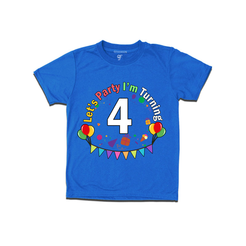 Let's party i'm turning 4 festive birthday t shirts