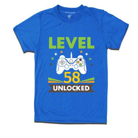 Level 58 Unlocked gamer t-shirts for 58 year old birthday