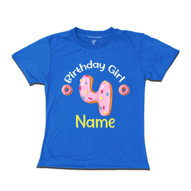 Donut Birthday girl t shirts with name customized for 4th birthday