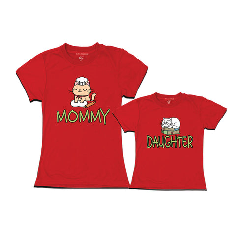 MOMMY DAUGHTER CUTE CATS MATCHING FAMILY T SHIRTS