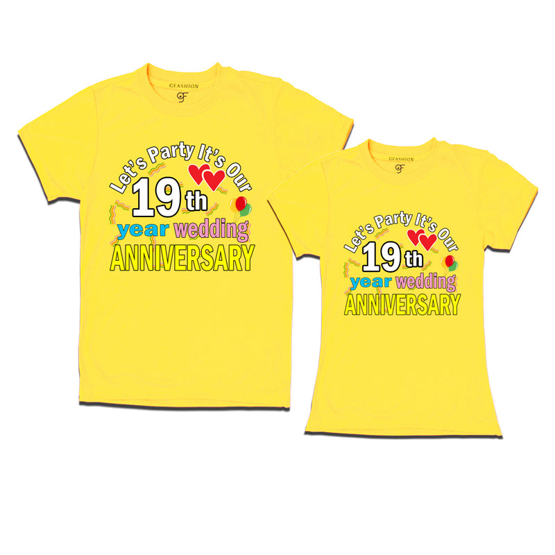 Let's party it's our 19th year wedding anniversary festive couple t-shirts