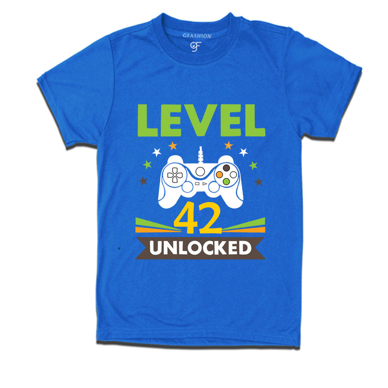 Level 42 Unlocked gamer t-shirts for 42 year old birthday