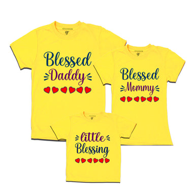 BLESSED DADDY BLESSED MOMMY AND LITTLE BLESSING FAMILY T SHIRTS