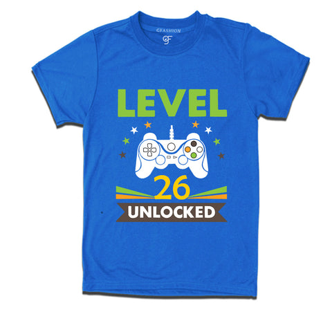 Level 26 Unlocked gamer t-shirts for 26 year old birthday