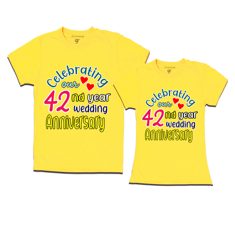 celebrating our 42nd year wedding anniversary couple t-shirts