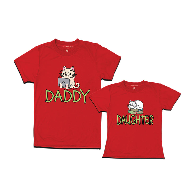 DADDY DAUGHTER CUTE CATS MATCHING FAMILY T SHIRTS
