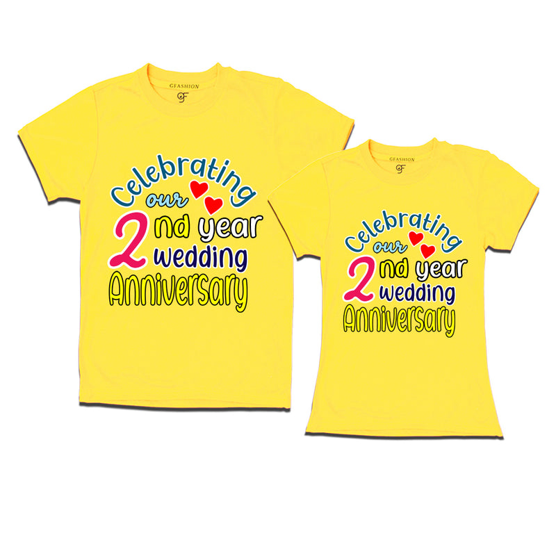 celebrating our 2nd year wedding anniversary couple t-shirts