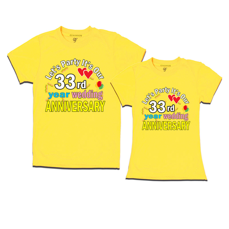 Let's party it's our 33rd year wedding anniversary festive couple t-shirts
