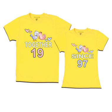 Together since 1997 Couple t-shirts for anniversary with cute love birds