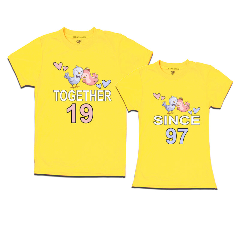 Together since 1997 Couple t-shirts for anniversary with cute love birds