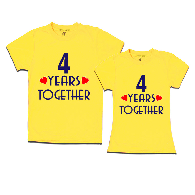 4 years together wedding anniversary couple t-shirts